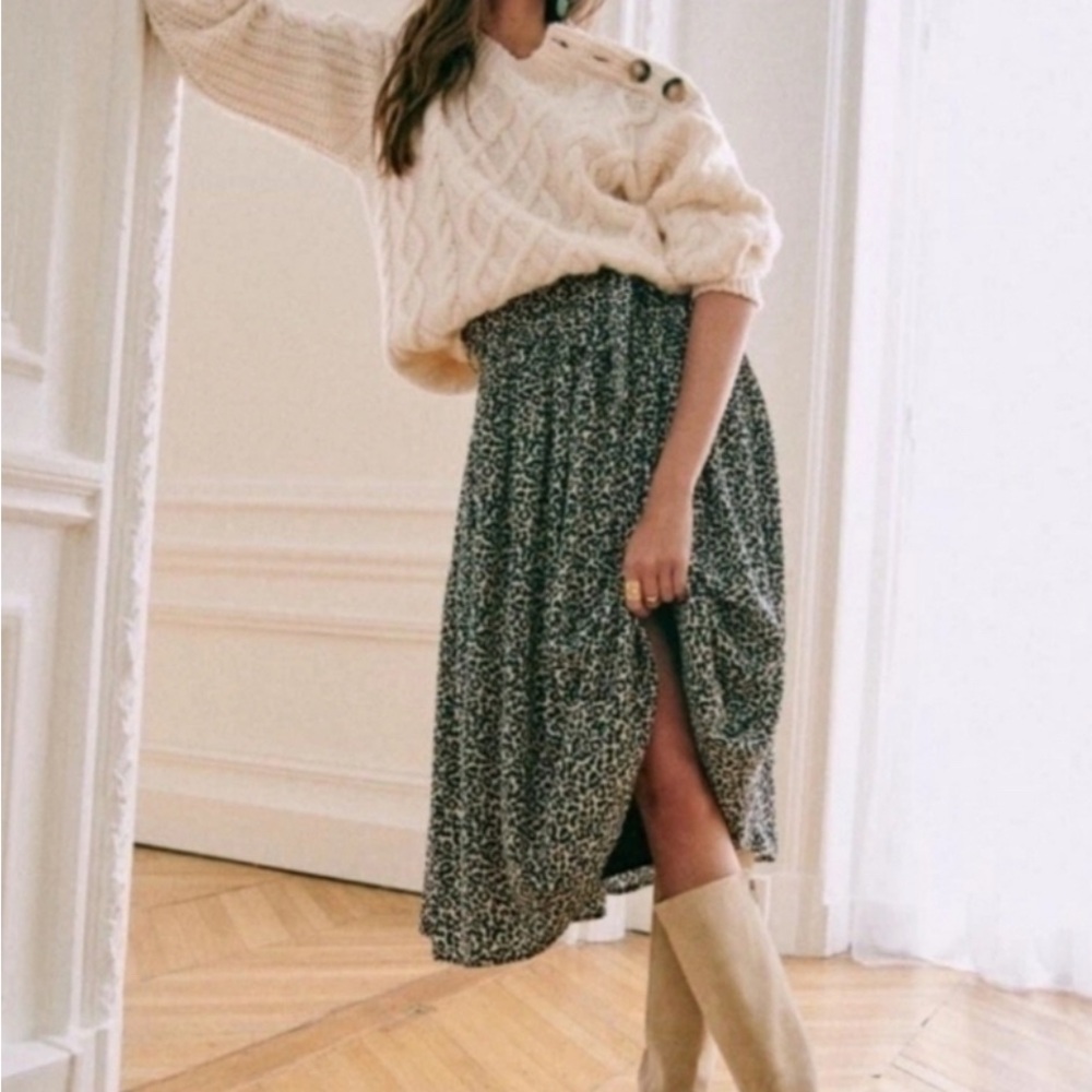 Sezane Elie Leopard print skirt